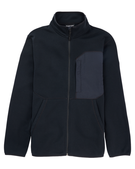 Burton Men's Runin Full-Zip Fleece - True Black Men's Fleece - Trojan Wake Ski Snow
