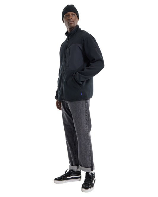 Burton Men's Runin Full-Zip Fleece - True Black Men's Fleece - Trojan Wake Ski Snow
