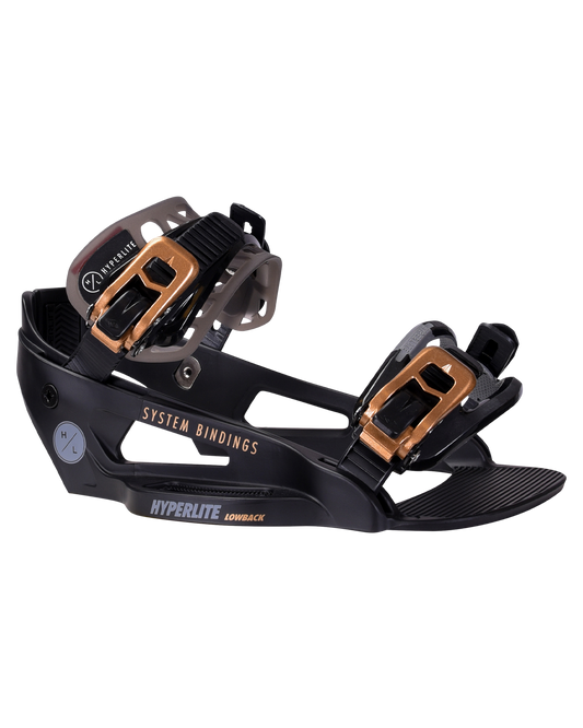 Hyperlite System Lowback Black Wakeboard Bindings  - 2024 Wakeboard Boots - Mens - Trojan Wake Ski Snow