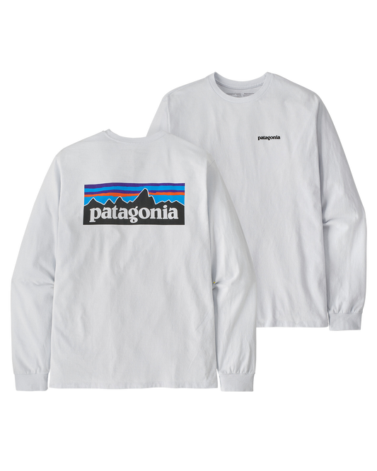 Patagonia Long Sleeve P-6 Logo Responsibili-Tee - White Pants - Trojan Wake Ski Snow