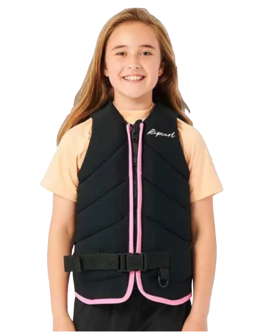 Rip Curl Girls' D Patrol Buoy Vest - Black - 2024 Life Jackets - Kids - Trojan Wake Ski Snow