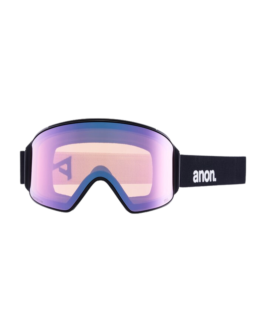 Anon M4 Cylindrical Snow Goggles + Bonus Lens + Mfi® Face Mask - Black/Perceive Variable Blue Lens Men's Snow Goggles - Trojan Wake Ski Snow