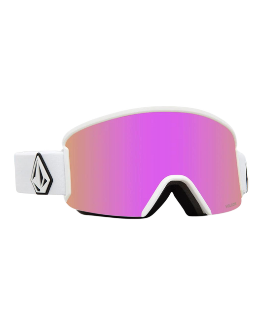 Volcom Garden Matte White Pink Goggles - Pink Chrome Men's Snow Goggles - Trojan Wake Ski Snow