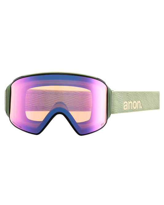 Anon M4 Cylindrical Low Bridge Snow Goggles + Bonus Lens + Mfi® Face Mask - Hedge/Perceive Variable Green Lens Snow Goggles - Mens - Trojan Wake Ski Snow