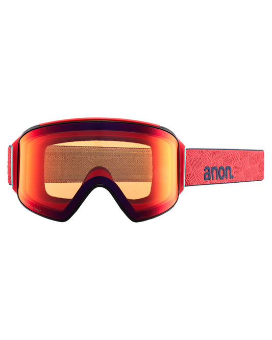 Anon M4 Cylindrical Snow Goggles + Bonus Lens + Mfi® Face Mask - Coral/Perceive Sunny Bronze Lens Men's Snow Goggles - Trojan Wake Ski Snow