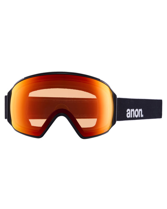 Anon M4 Toric Low Bridge Snow Goggles + Bonus Lens + Mfi® Face Mask - Black/Perceive Sunny Red Lens Men's Snow Goggles - Trojan Wake Ski Snow