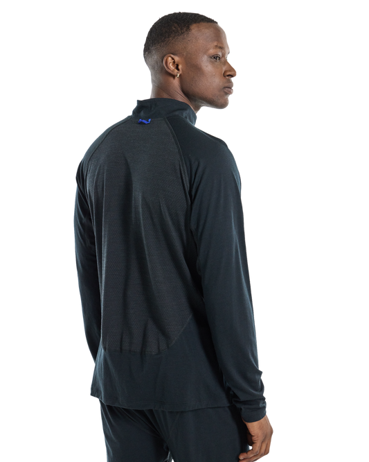 Burton Men's Phayse Merino Quarter Zip Fleece - True Black Men's Fleece - Trojan Wake Ski Snow