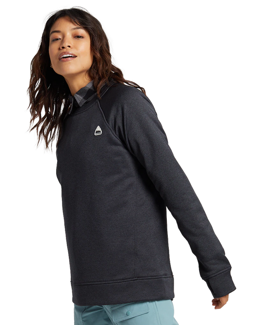 Burton Women's Oak Crewneck Fleece - True Black Heather Women's Crewnecks - Trojan Wake Ski Snow