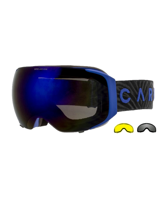 Carve The Boss Snow Goggles + Spare Lens - Matte Blue / Grey w/ Blue Iridium - 2023 Men's Snow Goggles - Trojan Wake Ski Snow