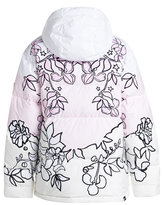 Roxy X Rowley Women's Technical Puffer Snow Jacket - Bright White / Laurel Floral Women's Snow Jackets - Trojan Wake Ski Snow