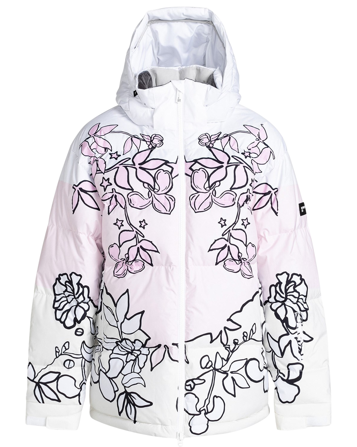 Roxy X Rowley Women's Technical Puffer Snow Jacket Bright White Laurel  Floral