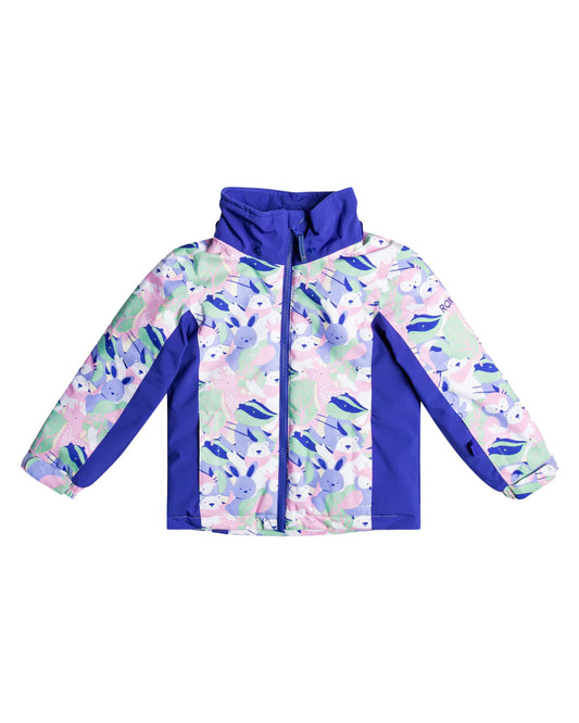 Roxy Girls' 2-7 Snowy Tale Technical Snow Jacket - Bright White / Mountains Locals Kids' Snow Jackets - Trojan Wake Ski Snow