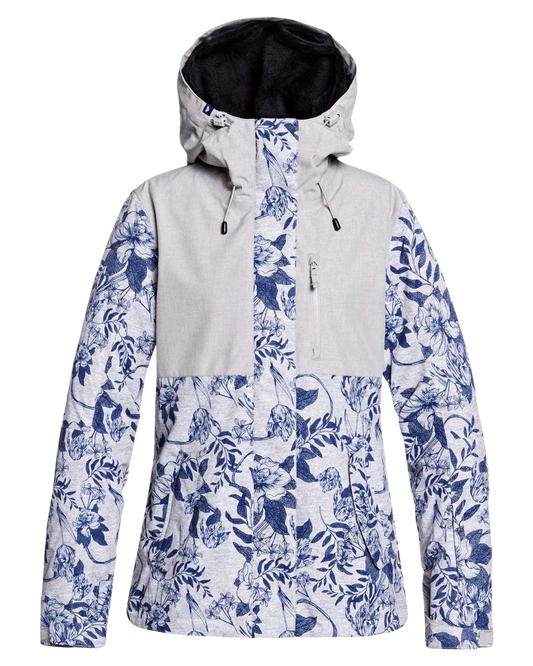 Roxy Women's Jetty 3In1 Snow Jacket - Grey/Botanical Flowers Women's Snow Jackets - Trojan Wake Ski Snow