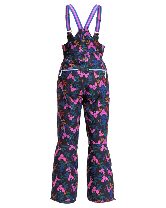 Roxy X Rowley Women's Insulated Technical Snow Bib Pants - True Black / Darkreds Floral Women's Snow Bibs - Trojan Wake Ski Snow