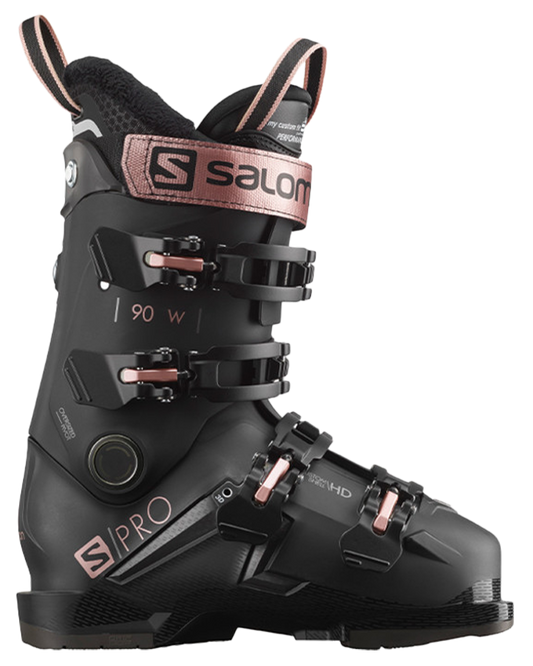 Salomon S/Pro 90 GW Women's Ski Boots - Black / Rose Gold /Belluga - 2023 Women's Snow Ski Boots - Trojan Wake Ski Snow