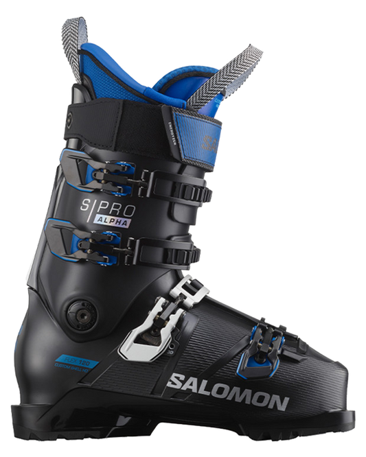 Salomon S/Pro Alpha 120 EL Ski Boots - Black / Race Blue - 2023 Men's Snow Ski Boots - Trojan Wake Ski Snow