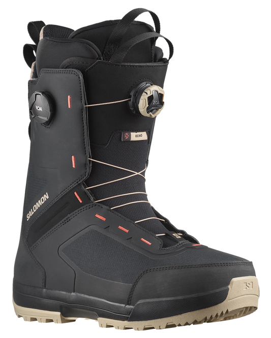 Salomon Echo Dual Boa Wide Snowboard Boots - Spray Green / Black / Hot Coral - 2024 Men's Snowboard Boots - Trojan Wake Ski Snow