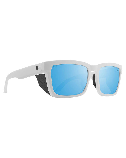 Spy Helm Tech Matte White - Happy Boost Bronze Polar Ice Blue Spectra Mirror Sunglasses - Trojan Wake Ski Snow