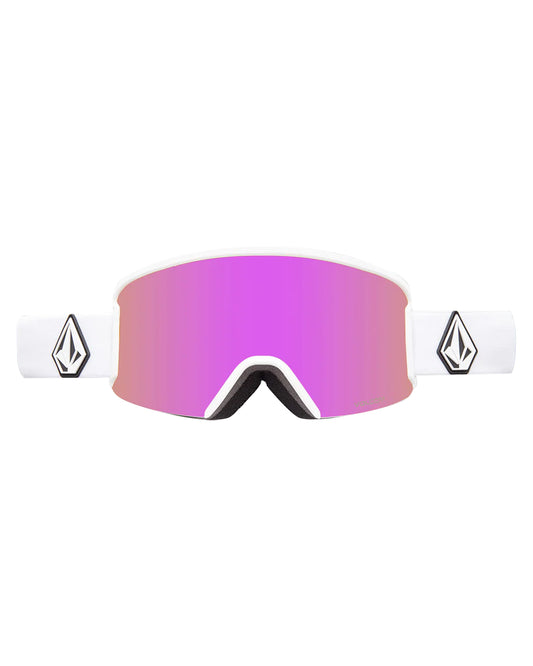 Volcom Garden Matte White Pink Goggles - Pink Chrome Men's Snow Goggles - Trojan Wake Ski Snow