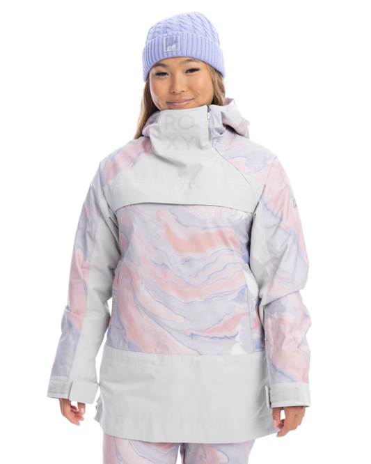 Roxy Chloe Kim Overhead Womens Snow Jacket - Gray Violet Marble - 2023 Women's Snow Jackets - Trojan Wake Ski Snow