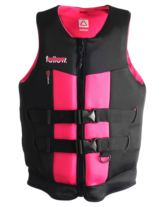 Follow Tact Ladies Vest - Black/Pink - 2023 Life Jackets - Womens - Trojan Wake Ski Snow