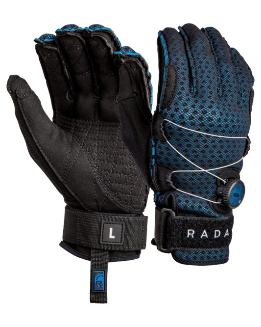 Radar Vapor-A BOA Waterski Gloves - Black / True Blue Ariaprene Waterski Gloves - Mens - Trojan Wake Ski Snow
