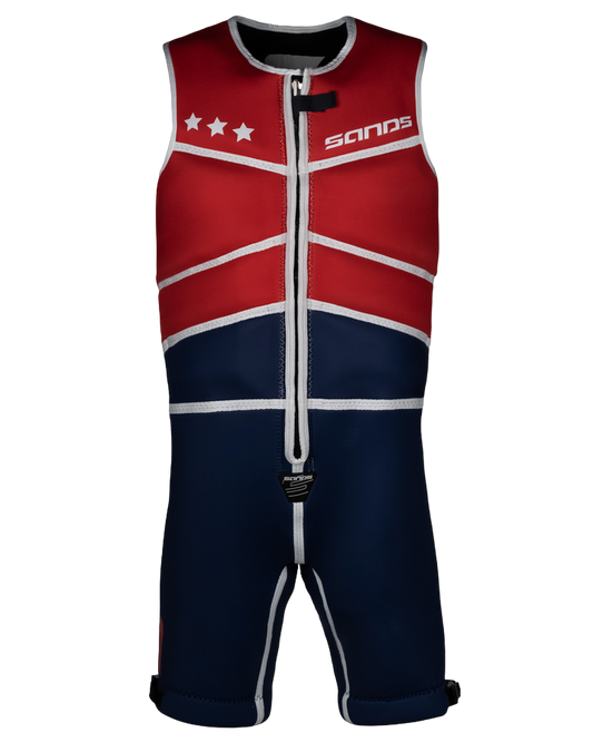 Sands Titan Barefoot Suit - Red / Navy - 2023 Barefoot Suits - Mens - Trojan Wake Ski Snow
