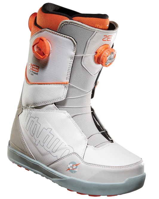 Thirtytwo Lashed Double Boa Powell Snowboard Boots - Grey/White/Orange - 2023 Snowboard Boots - Mens - Trojan Wake Ski Snow
