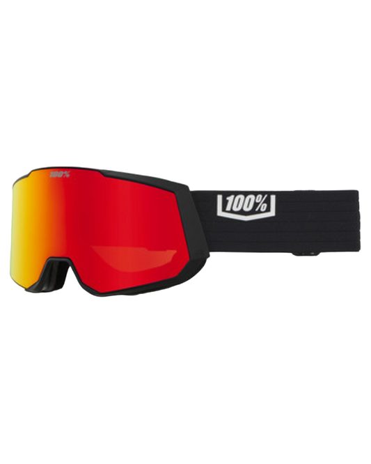 100% Snowcraft XL HiPER Snow Goggles - Black / Red Mirror - 2023 Men's Snow Goggles - Trojan Wake Ski Snow