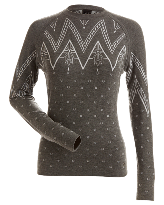 Nils Mikaela Women's Base Layer Knit Top - Graphite/Heather White Women's Thermals - Trojan Wake Ski Snow
