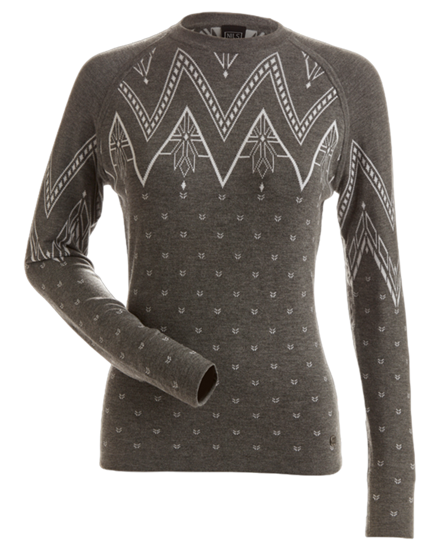 Nils Mikaela Women's Base Layer Knit Top - Graphite/Heather White Women's Thermals - Trojan Wake Ski Snow