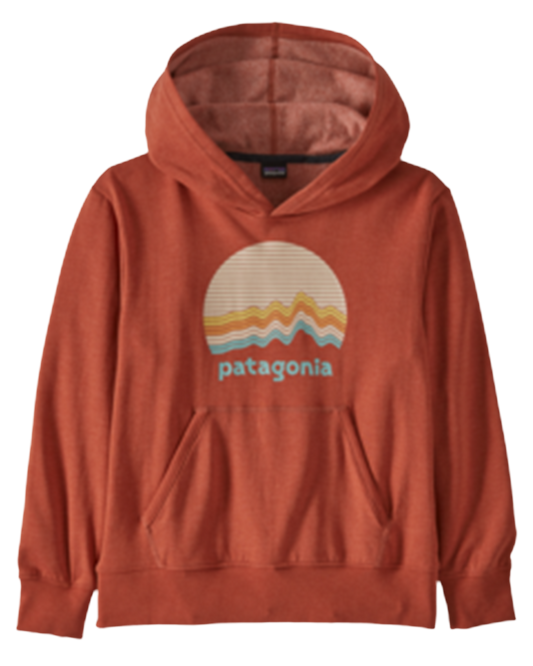 Patagonia Kids' Light Weight Graphic Hoody Sweatshirt - Ridge Rise Moonlight: Burl Red Kids' Hoodies - Trojan Wake Ski Snow