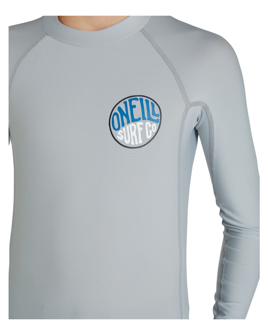 O'Neill Boys Reactor UV LS Rash Vest - Cool Grey Rashies - Trojan Wake Ski Snow