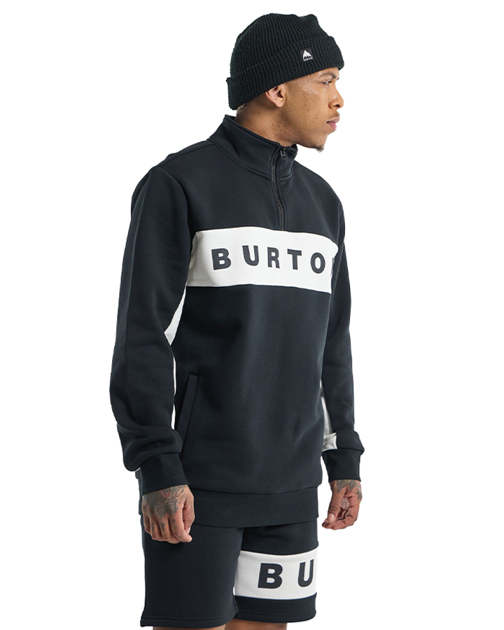 Burton Mens Lowball Quarter-Zip Fleece - True Black Hoodies & Sweatshirts - Trojan Wake Ski Snow