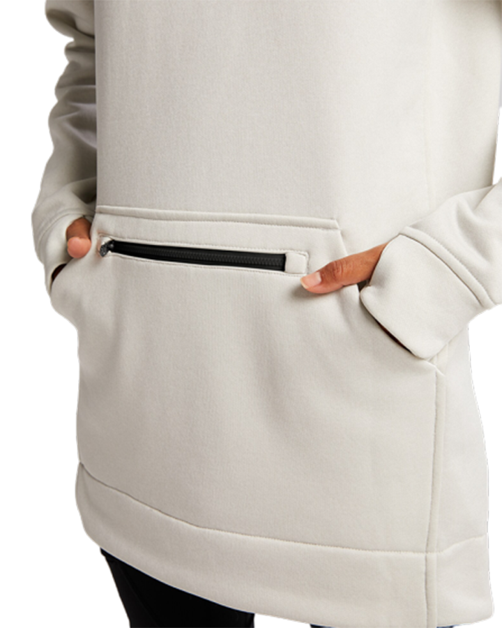 Burton Women's Oak Long Pullover Hoodie - Stout White Heather Hoodies & Sweatshirts - Trojan Wake Ski Snow