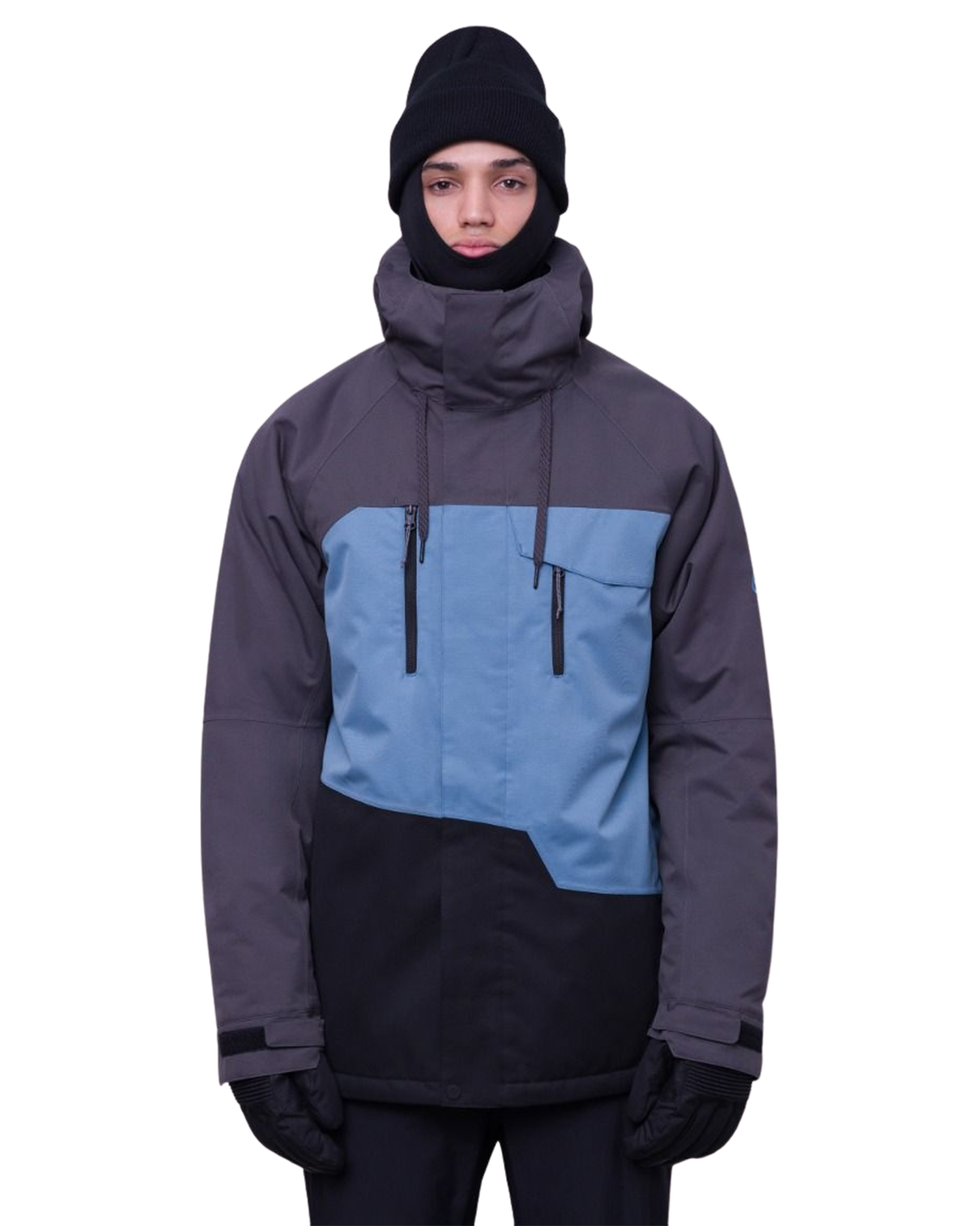 686 Men's Geo Snow Jacket - Charcoal Blue Black Men's Snow Jackets - Trojan Wake Ski Snow