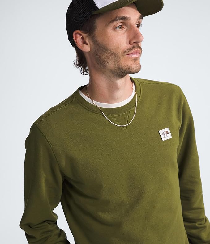 The North Face Men's Heritage Patch Crew - Forest Olive Men's Hoodies - Trojan Wake Ski Snow