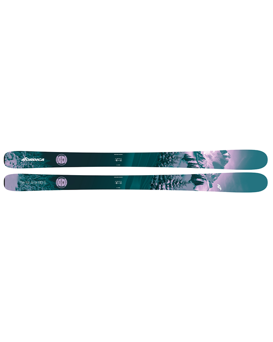 Nordica Santa Ana 88 Womens Skis - Pink / Metallic Green - 2024 Women's Snow Skis - Trojan Wake Ski Snow