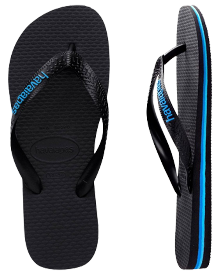 Havaianas Rubber Logo Thongs Black/Blue | Thongs Mens | Trojan Wake Ski ...