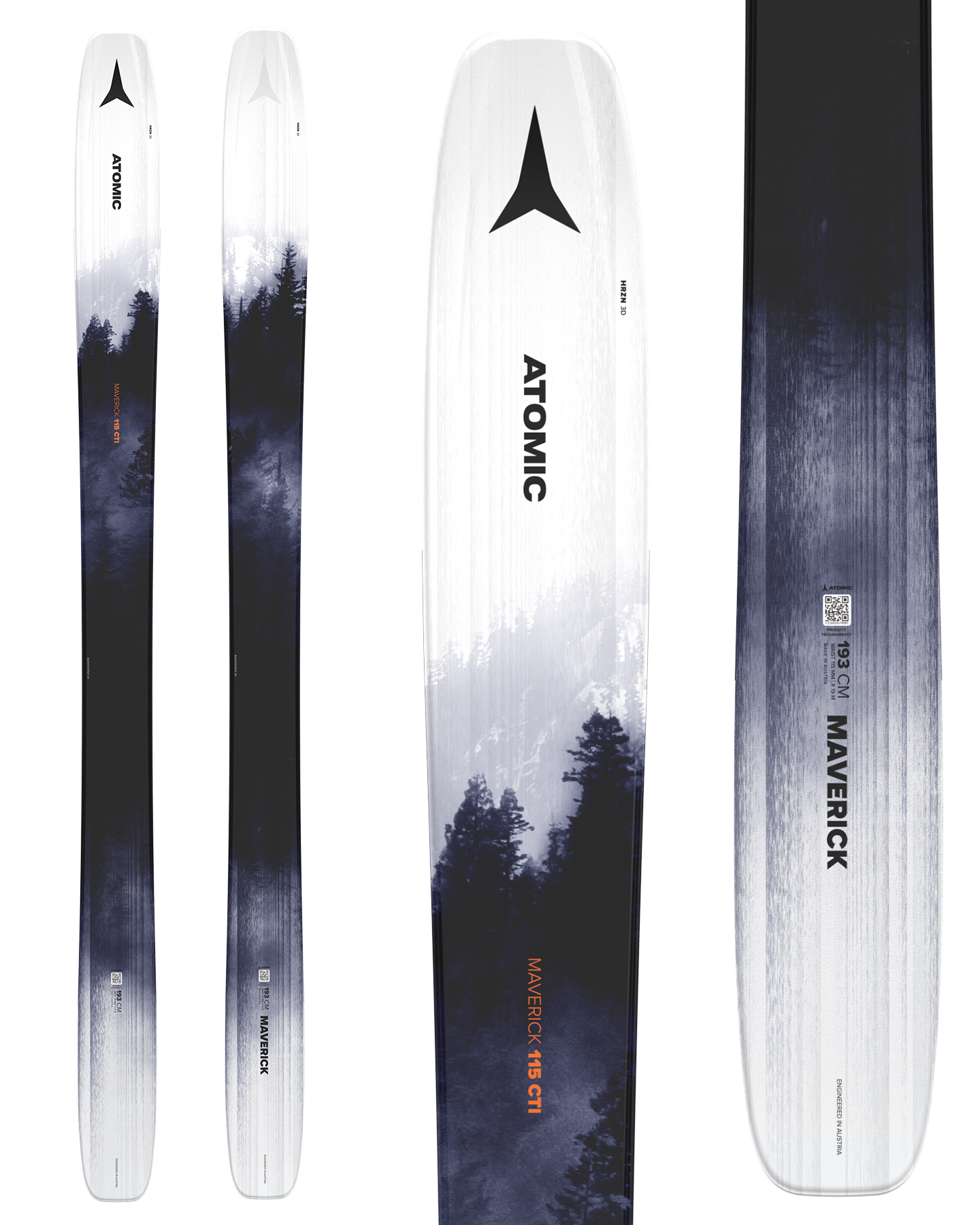 Atomic Maverick 115 Cti Snow Skis - White/Black - 2025 Men's Snow Skis - Trojan Wake Ski Snow