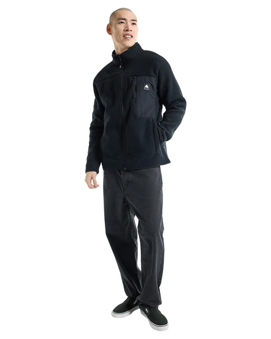 Burton Men's Cinder Full-Zip Fleece - True Black Jackets - Trojan Wake Ski Snow