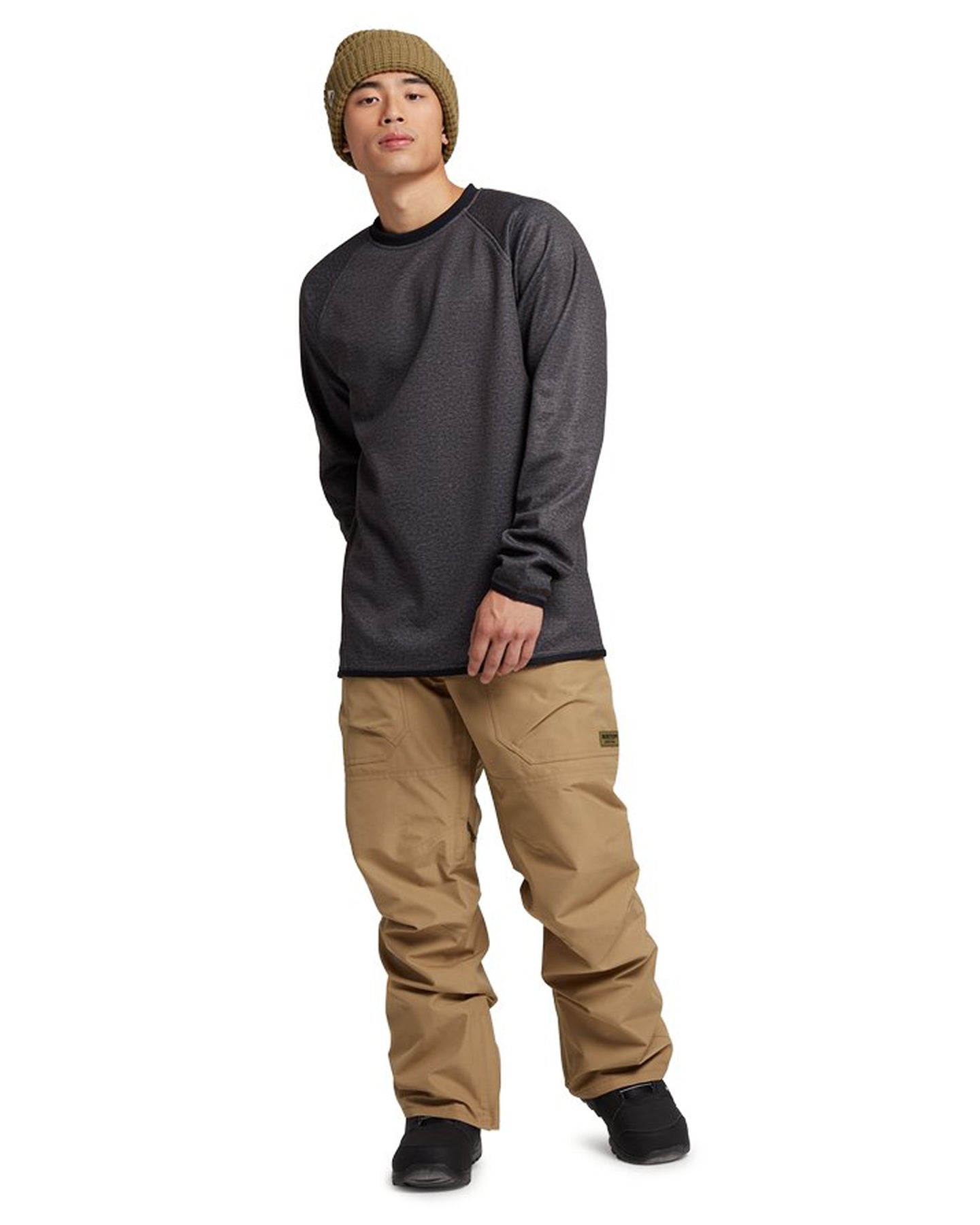 Burton Men's Crown Weatherproof Pullover Crewneck Fleece - True Black Heather Men's Crewnecks - Trojan Wake Ski Snow