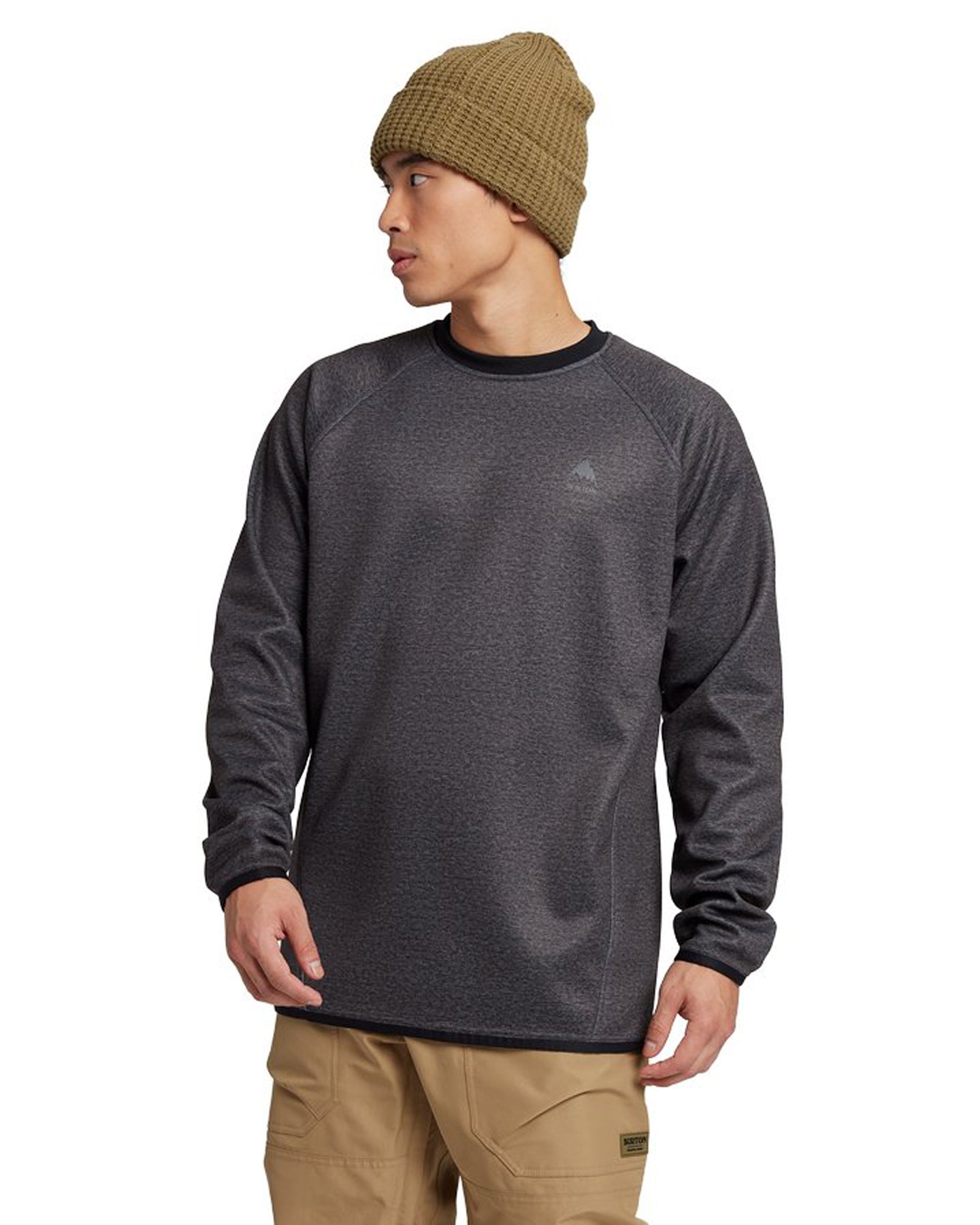 Burton Men's Crown Weatherproof Pullover Crewneck Fleece - True Black Heather Men's Crewnecks - Trojan Wake Ski Snow