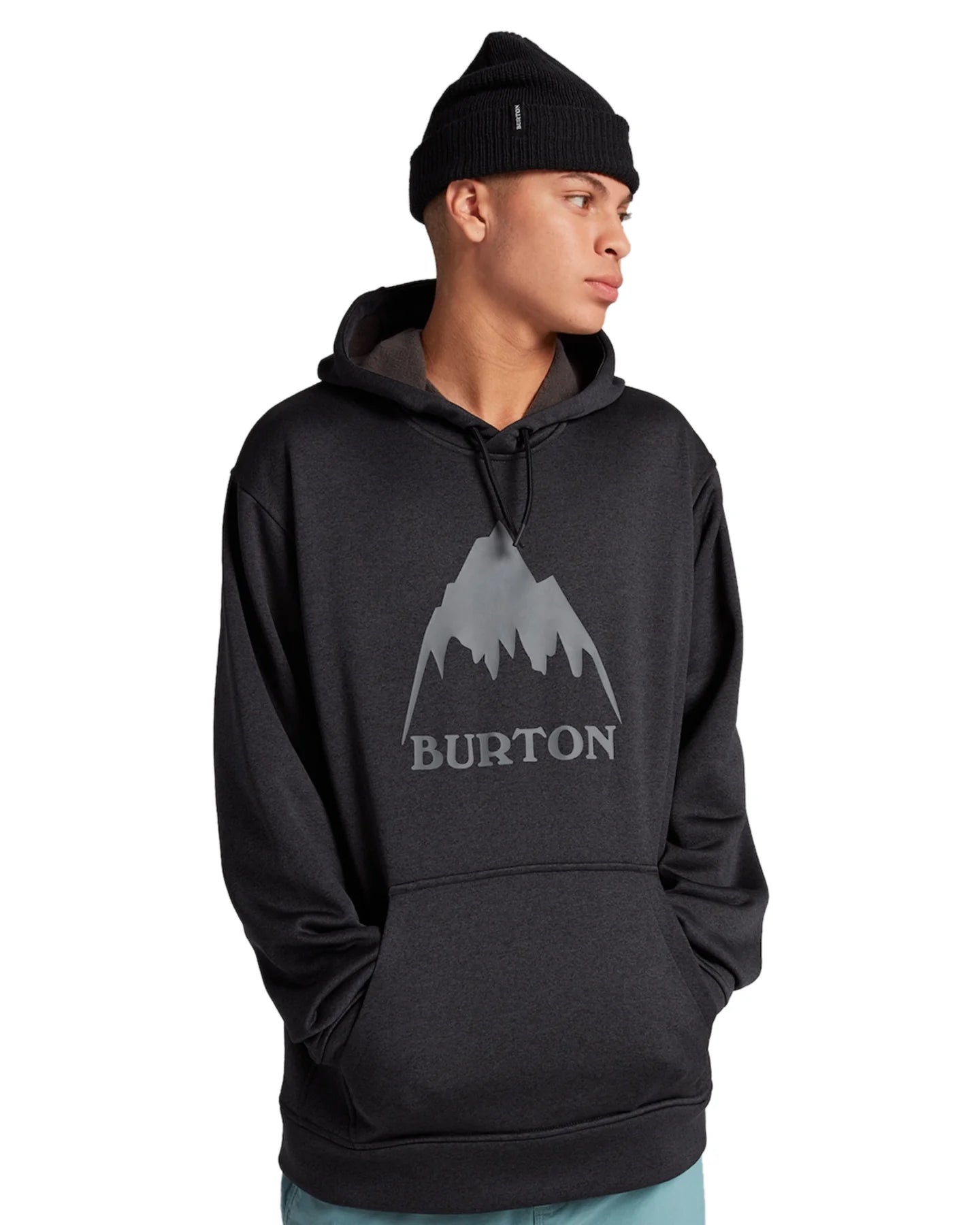 Burton Men's Oak Pullover Hoodie - True Black Heather Hoodies & Sweatshirts - Trojan Wake Ski Snow