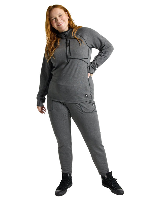 Burton Women's Stockrun Grid Half-Zip Fleece - True Black Hoodies & Sweatshirts - Trojan Wake Ski Snow