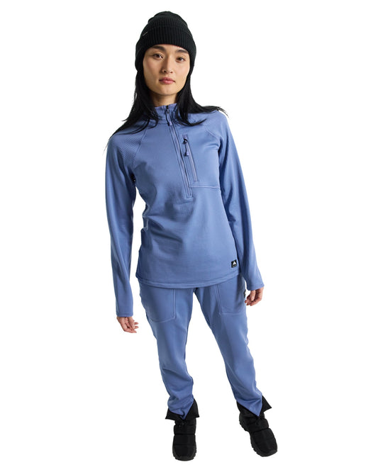 Burton Women's Stockrun Grid Half-Zip Fleece - Slate Blue Hoodies & Sweatshirts - Trojan Wake Ski Snow