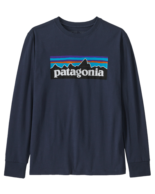 Patagonia Kids' Long Sleeve Regenerative Organic Certified Cotton P-6 T-Shirt - New Navy Hoodies & Sweatshirts - Trojan Wake Ski Snow