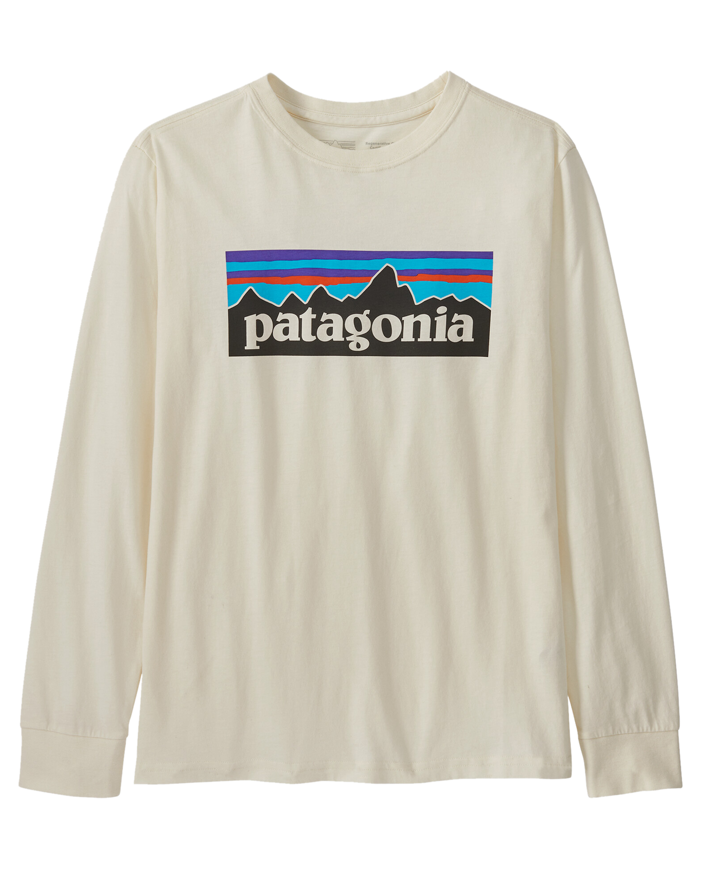 Patagonia Kids' Long Sleeve Regenerative Organic Certified Cotton P-6 T-Shirt - Undyed Natural Hoodies & Sweatshirts - Trojan Wake Ski Snow