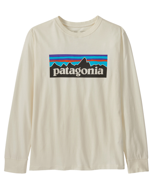 Patagonia Kids' Long Sleeve Regenerative Organic Certified Cotton P-6 T-Shirt - Undyed Natural Hoodies & Sweatshirts - Trojan Wake Ski Snow