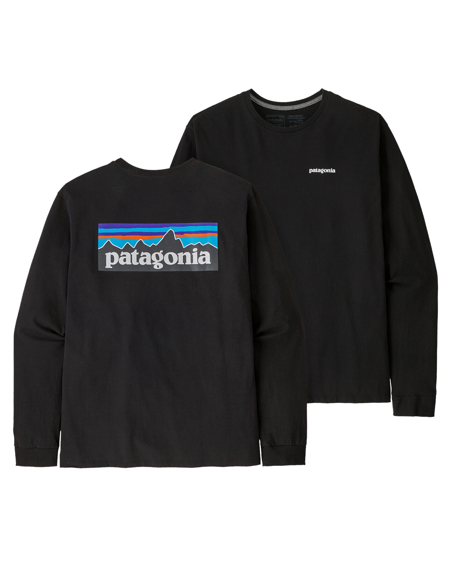 Patagonia Long Sleeve P-6 Logo Responsibili-Tee - Black Pants - Trojan Wake Ski Snow
